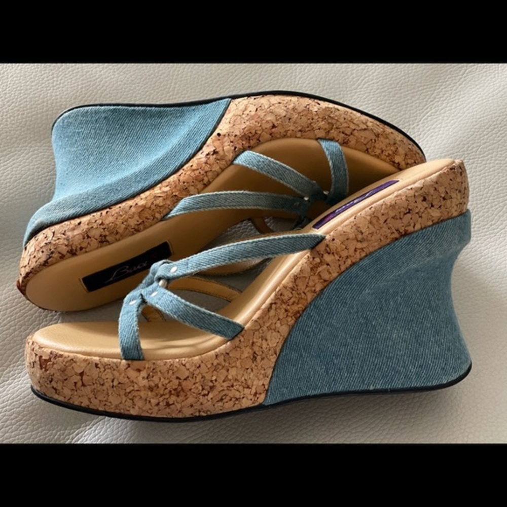 Baci Denim Cork Wedge Size 8